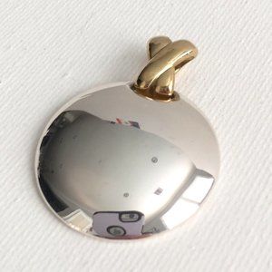 Silver & Gold Tone Retro 1990's Necklace Pendant